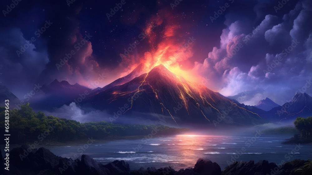 Volcano eruption - obrazy, fototapety, plakaty 