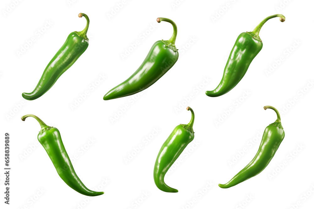 green chili peppers collection isolated on a transparent background green chili peppers collection isolated on a transparent background