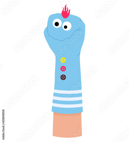Cute sock toy on white back...
