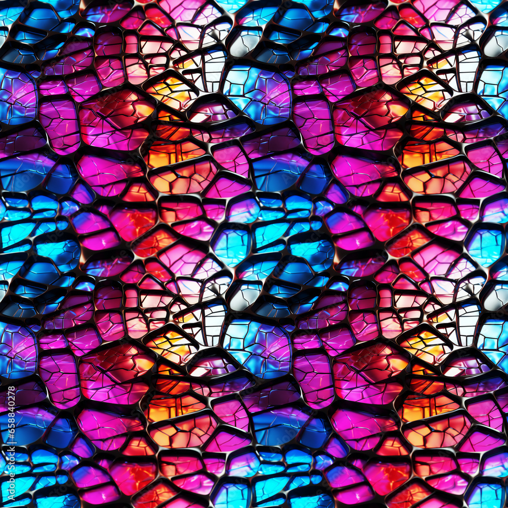 Radiant Iridescence on a Cracked Rock Surface. Seamless Repeatable Background. Radiant Iridescence on a Cracked Rock Surface. Seamless Repeatable Background.