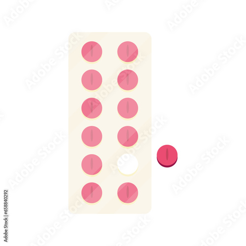 Contraceptive pills on white background