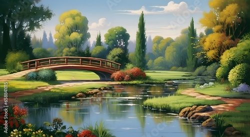 bridge in the park wallpaper