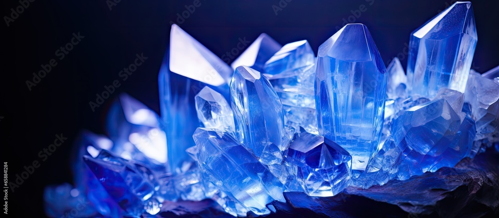 Blue crystal cluster in closeup With copyspace for text Blue crystal cluster in closeup With copyspace for text
