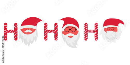Stylish word HO-HO-HO on white background