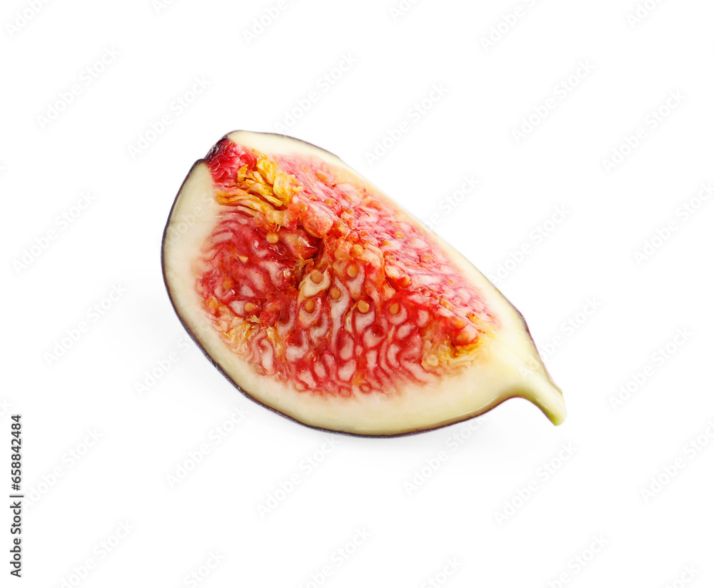 Slice of fresh fig isolated on white