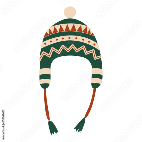 Stylish winter hat on white background