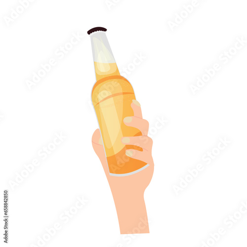 Human hand holding bottle o...