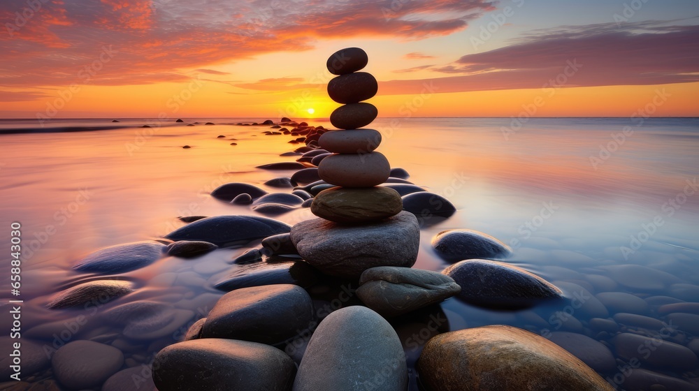 Canvas schilderij met stones on the beach #658843030