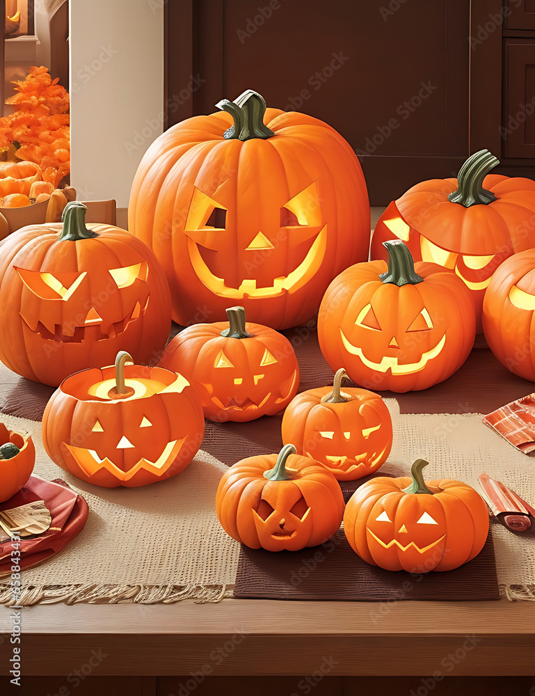 Obraz premium halloween jack o lantern with pumpkin