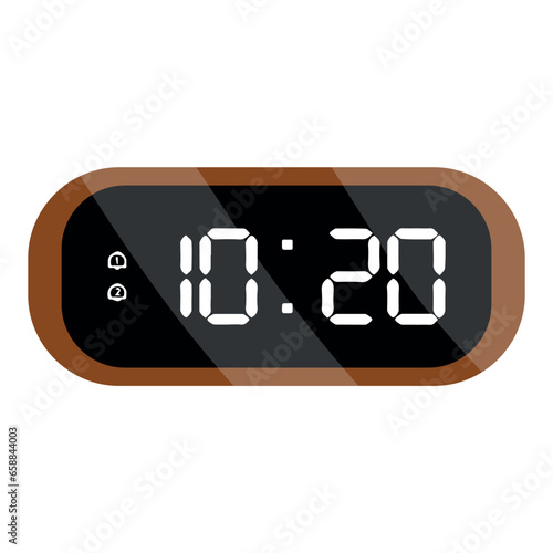 Digital alarm clock on whit...
