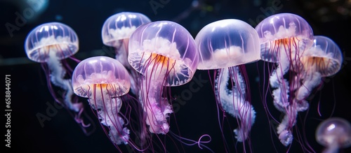 Bundle of pale violet jellyfish With copyspace for text