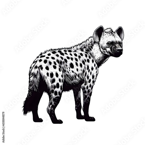 Hyena illustration art with a transparent background generative AI.