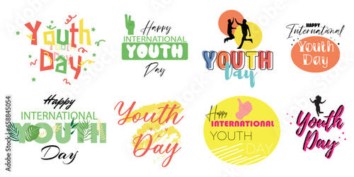 Set of clipart for International Youth Day on white background