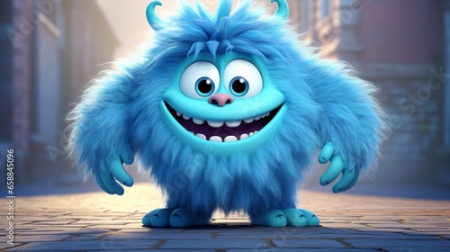  blue monster with smiling phase