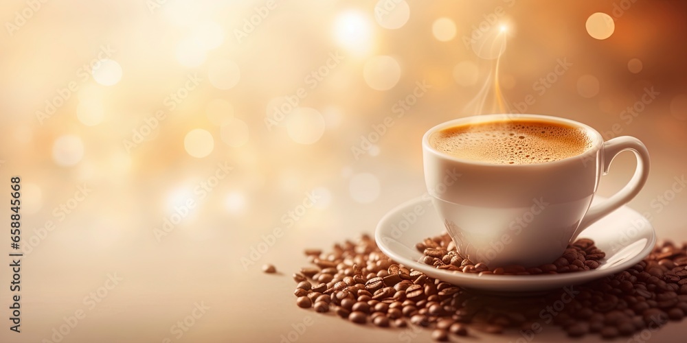 cup of coffee on the table with bokeh background cup of coffee on the table with bokeh background