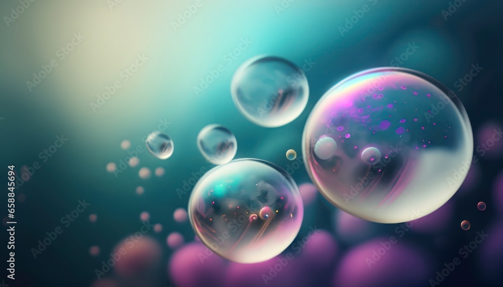 bubble drifting in the wind, with soft colors