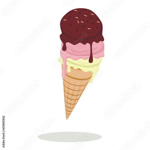 Flying sweet ice-cream on white background