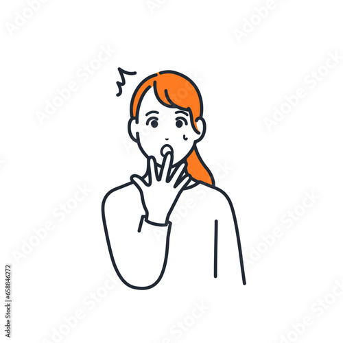 驚く若い女性のシンプルなベクターイラスト素材