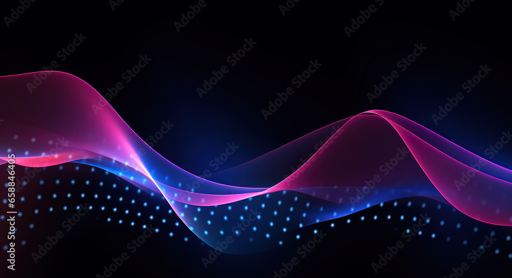 Technology digital Waves background banner background concept, motion waving particle texture - obrazy, fototapety, plakaty 