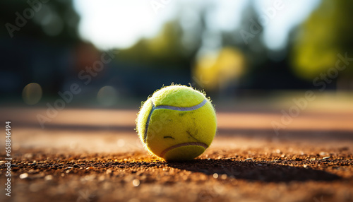 Close-up view of a tennis ball on a tennis court © PGS