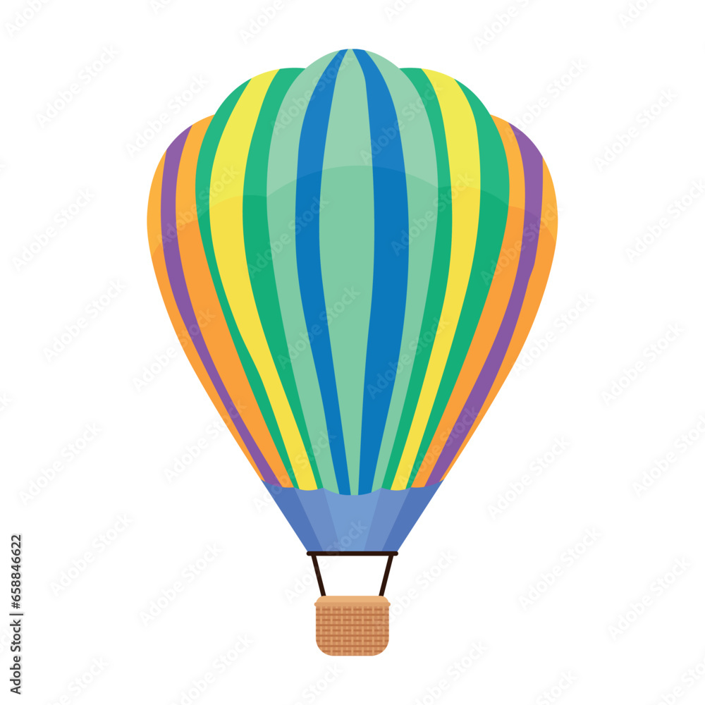 Fototapeta premium Bright hot air balloon on white background
