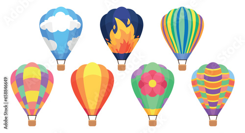 Set of hot air balloons on white background