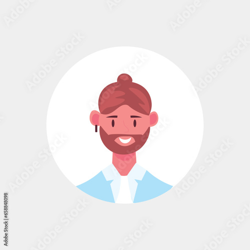 Portrait of bearded young man on light background