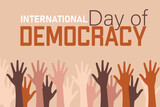 Banner for International Day of Democracy with hands