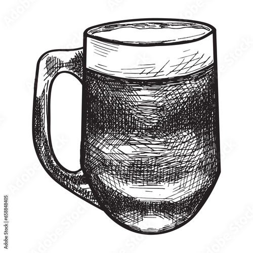 Mug of fresh beer on white background
