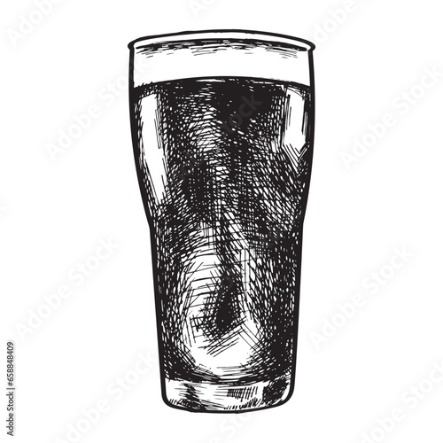 Glass of fresh beer on white background