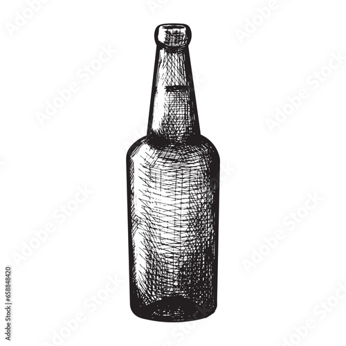 Bottle of fresh beer on white background