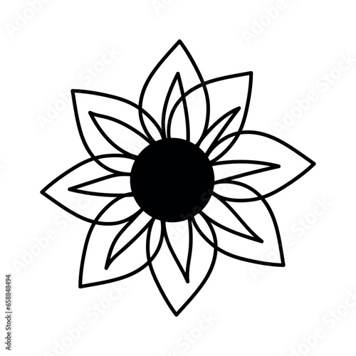 Drawn sunflower on white background