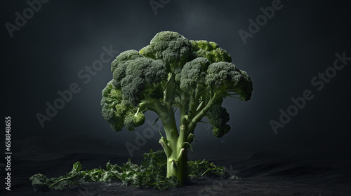 Broccoli on a dark background.