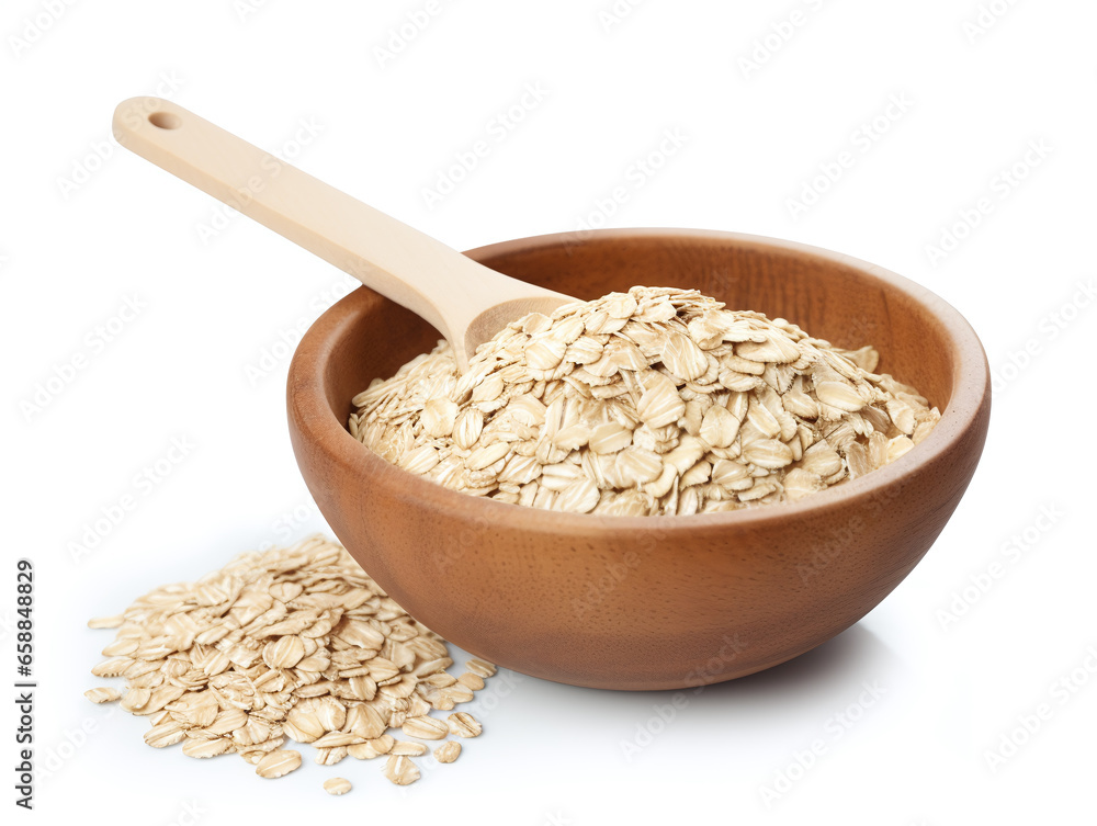 Bowl of oat flakes isolated on white background. Bowl of oat flakes isolated on white background.