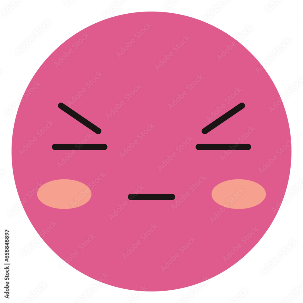 Red bothered emoticon on white background Red bothered emoticon on white background