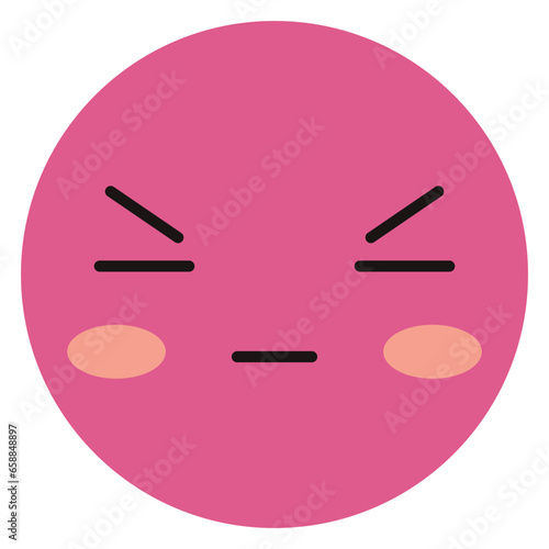 Red bothered emoticon on white background