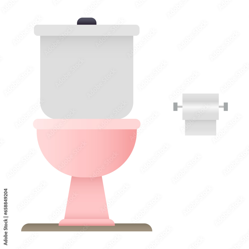 Toilet bowl and paper roll on white background Toilet bowl and paper roll on white background