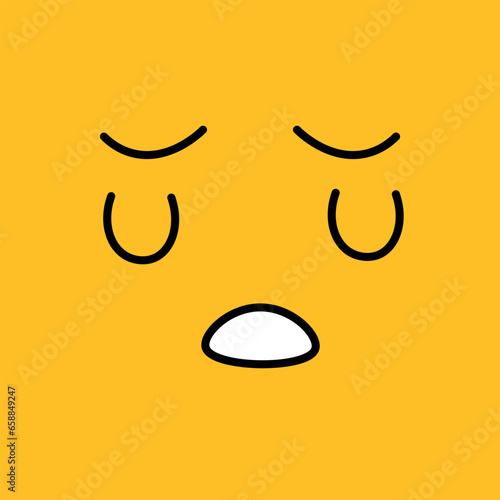 Drawn yellow sad face, closeup