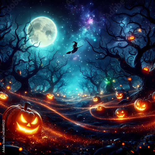 Noche magica de halloween bajo las estrellas