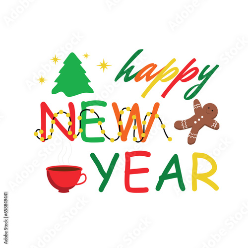 Text HAPPY NEW YEAR on whit...