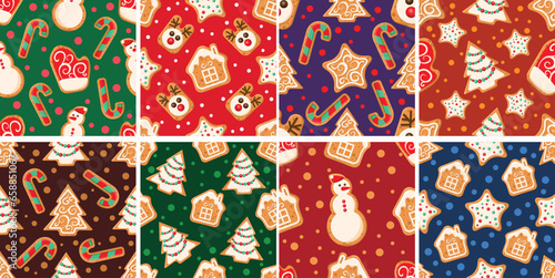 Christmas winter pattern print set for jersey or t-shirt. pixel deers and christmas trees. christmas patterns set