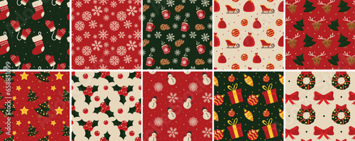 Christmas winter pattern print set for jersey or t-shirt. pixel deers and christmas trees. christmas patterns set