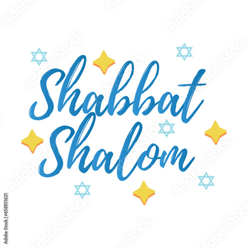 Text SHABBAT SHALOM on white background