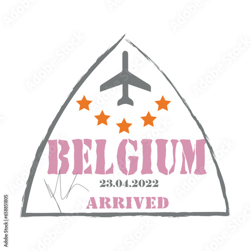 Belgium passport stamp on white background