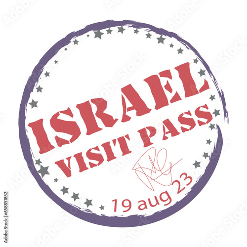 Israel passport stamp on white background
