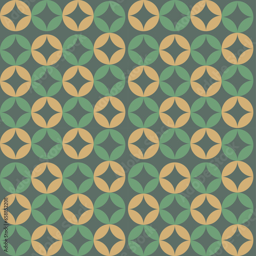 vintage ceramic tile motif circle shape decorative green brown ornament	