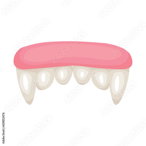 Tasty candy in shape of jaw with fangs on white background