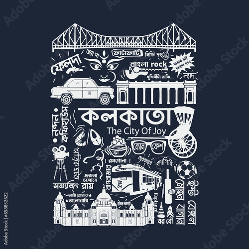 Indian Bangla typography T-shirt design Kolkata