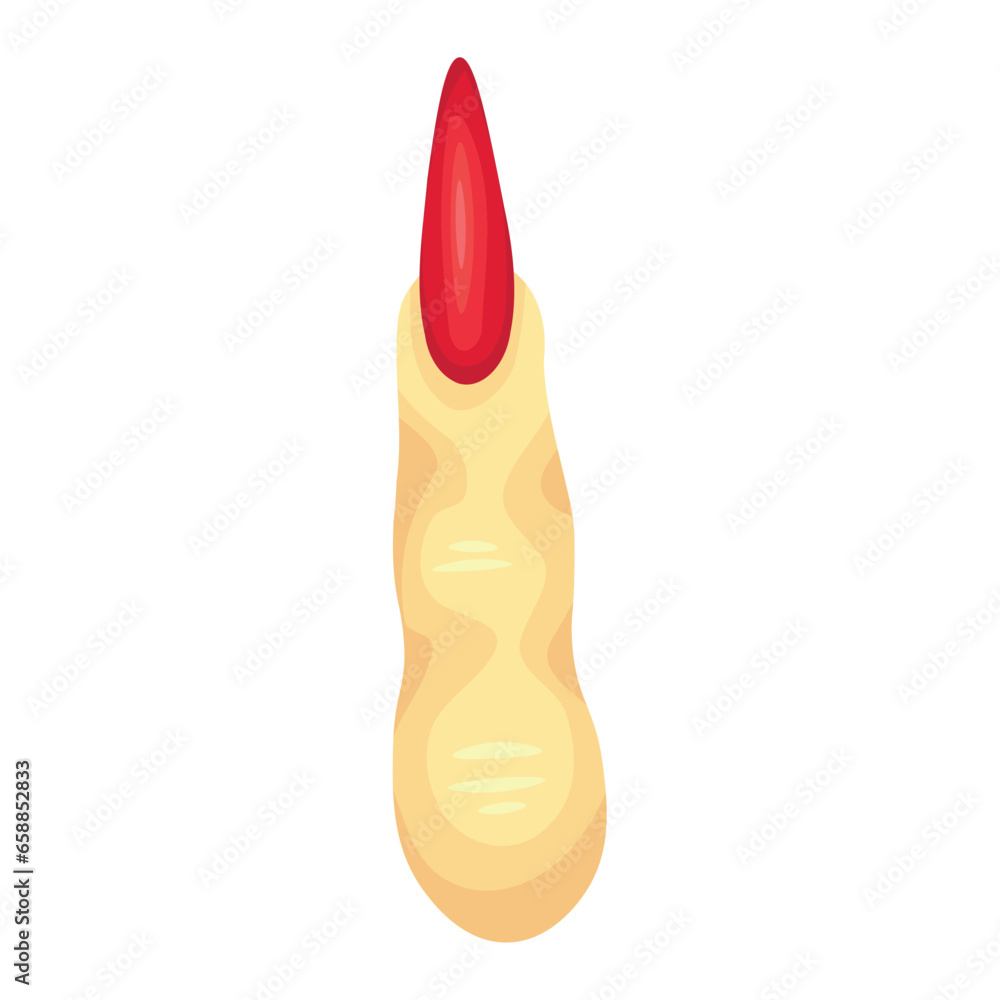 Tasty candy in shape of witch's finger on white background Tasty candy in shape of witch's finger on white background