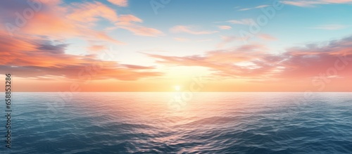 Sunset over ocean with open space seen from above in a wide view With copyspace for text